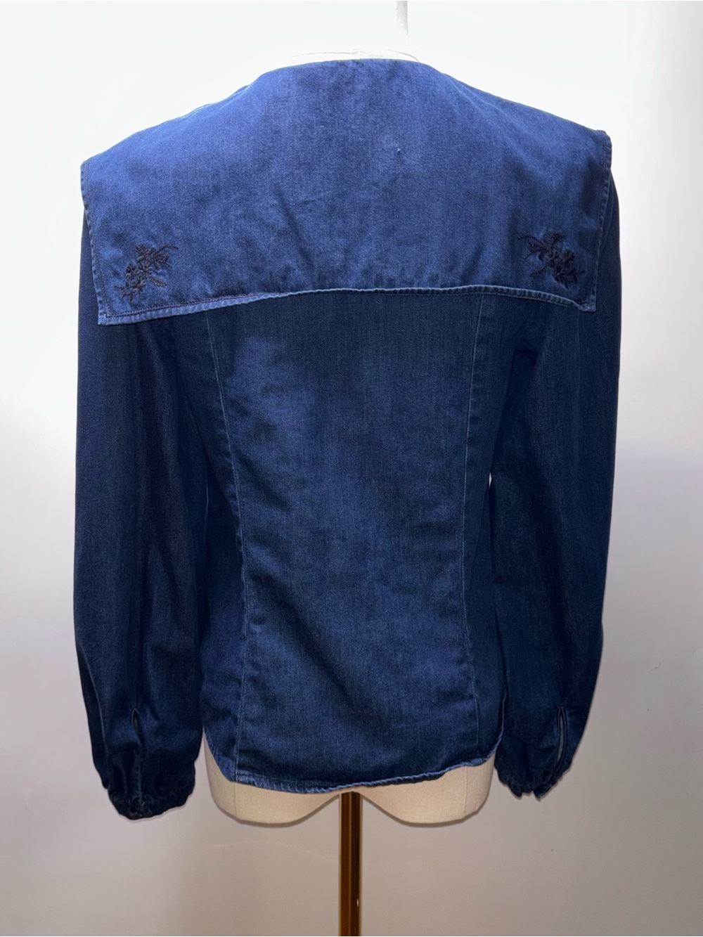 & Other Stories Blue Denim Button-Down Sailor Collar Shirt Size 4 - Picture 4 of 12